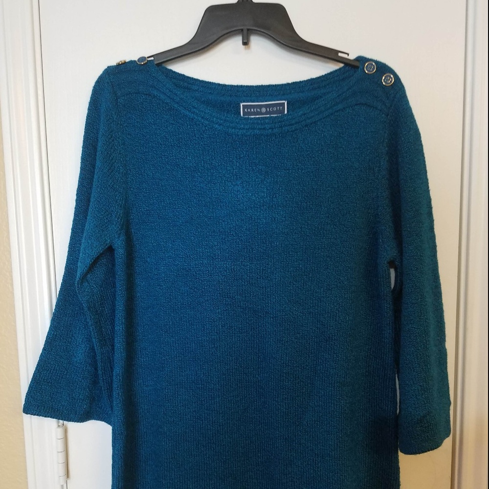 Karen Scott  boat neck chenille sweater